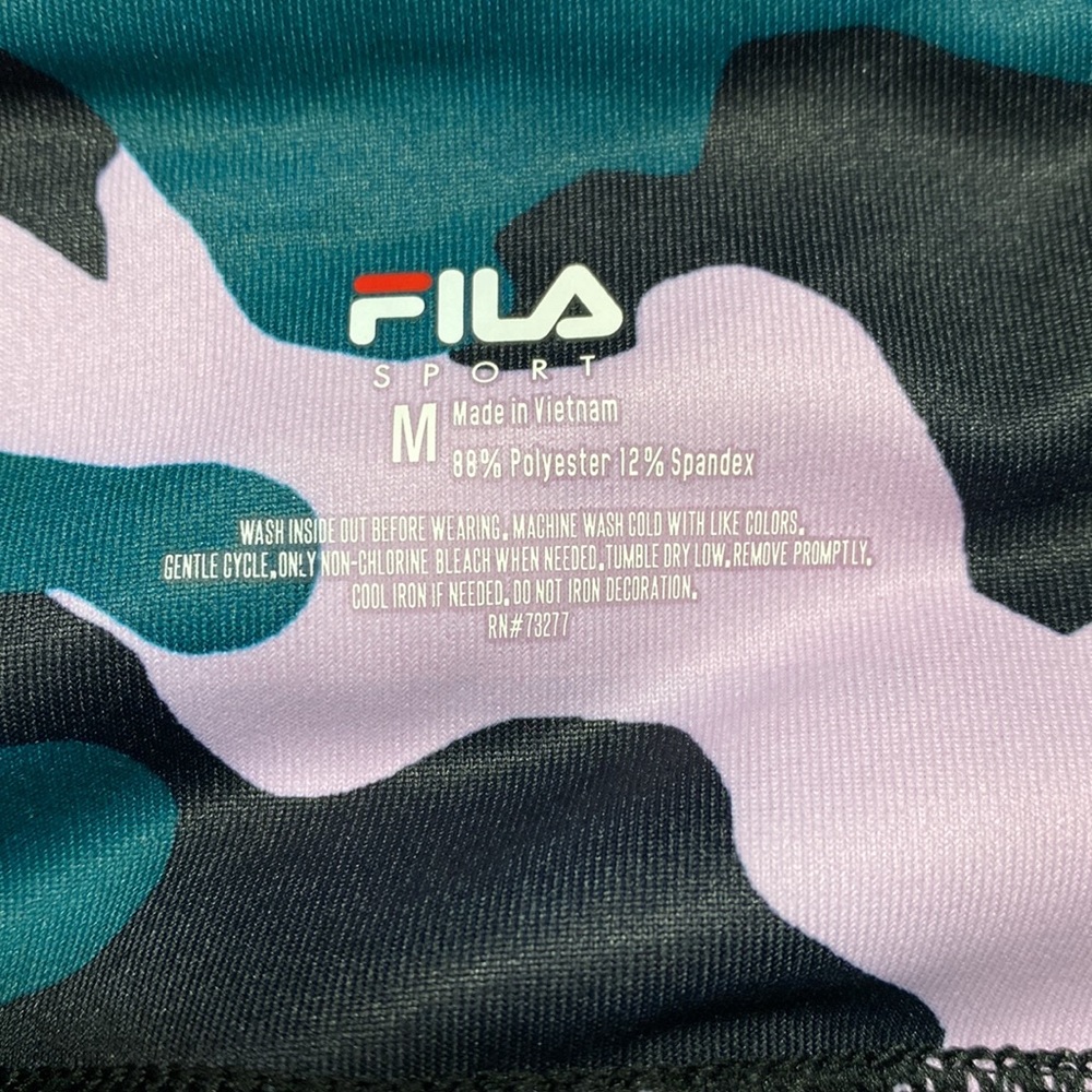 Fila Pink Camouflage Cropped Yoga Stretch Exercise Workout Pants M - Picture 3 of 6